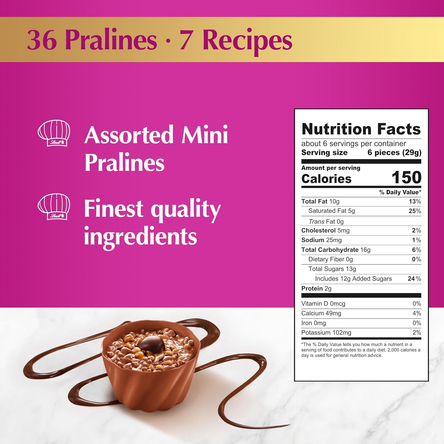 Lindt Mini Pralines, Assorted Chocolate Pralines with Premium Filling, Christmas Candy, 36 Count, 6.2 oz Box - Image 2